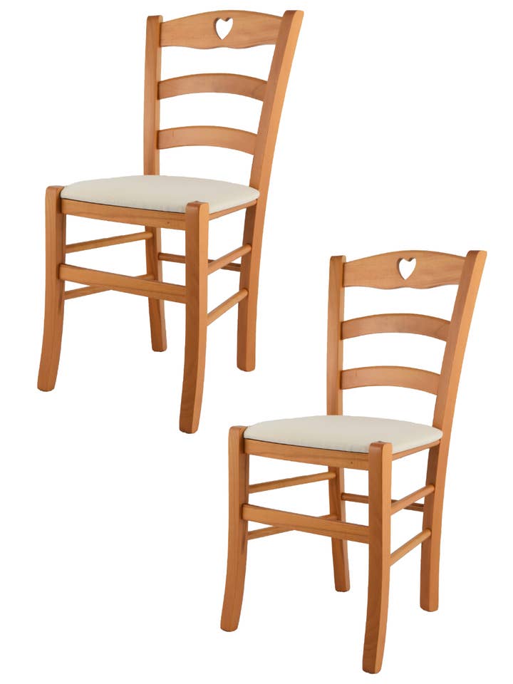 Hjerte stole i honning-farvet træ, elfenben stof sæde for engroshandel hos Tommychairs