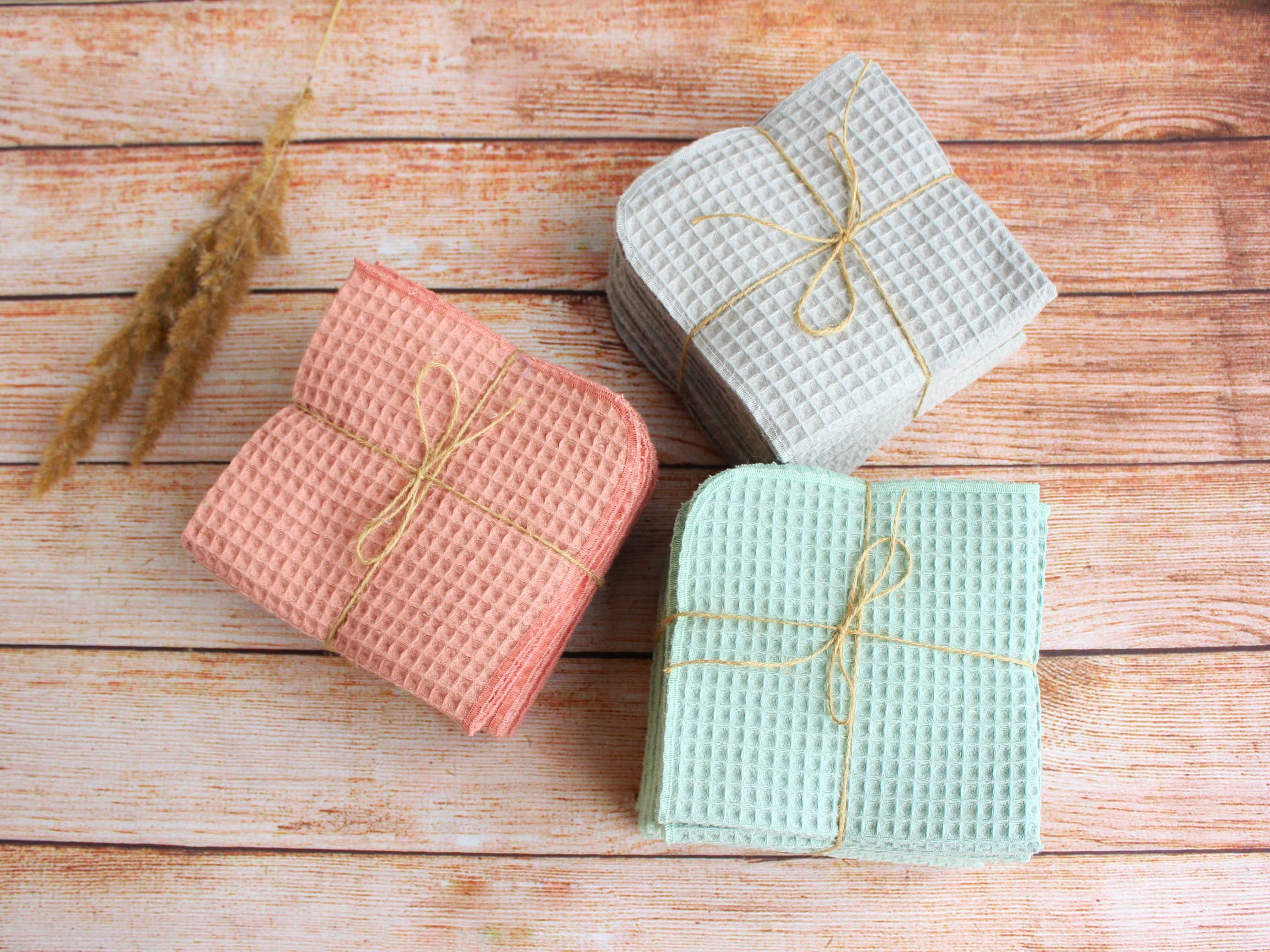 Bloom Pads - Wholesale Dishcloth - Small waffle Towels 5 PACK, Kitchen Dish clothes/Old pink3