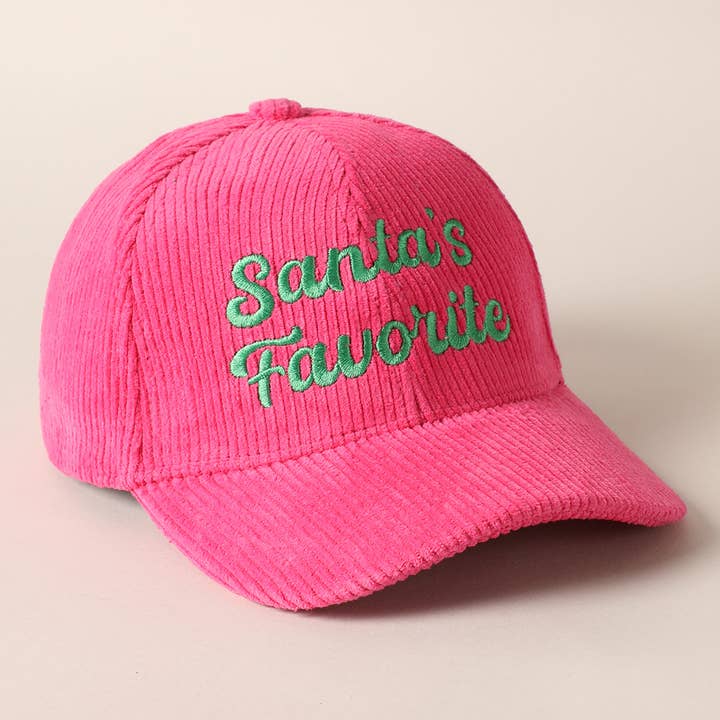 Fashion City - Wholesale Baseball Cap - Unisex - Santa's Favorite Embroidery Corduroy Cap4