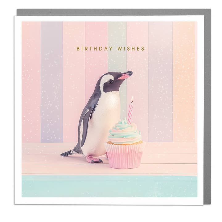 Penguin Birthday Card by Lola Design for wholesale by Lola Design Ltd