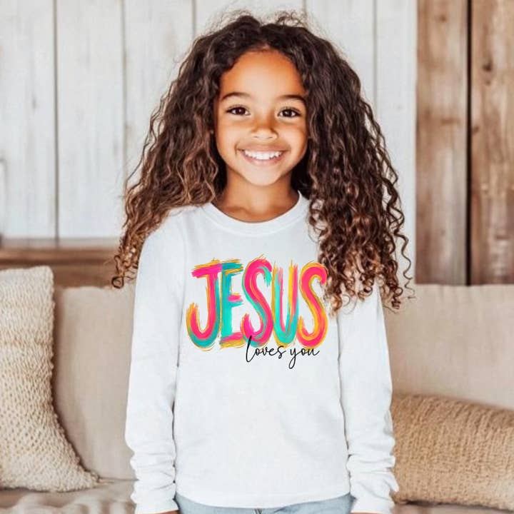Jesus Loves You Kids Faith Christian Tee Shirt for wholesale by AvaryMaeInspirations