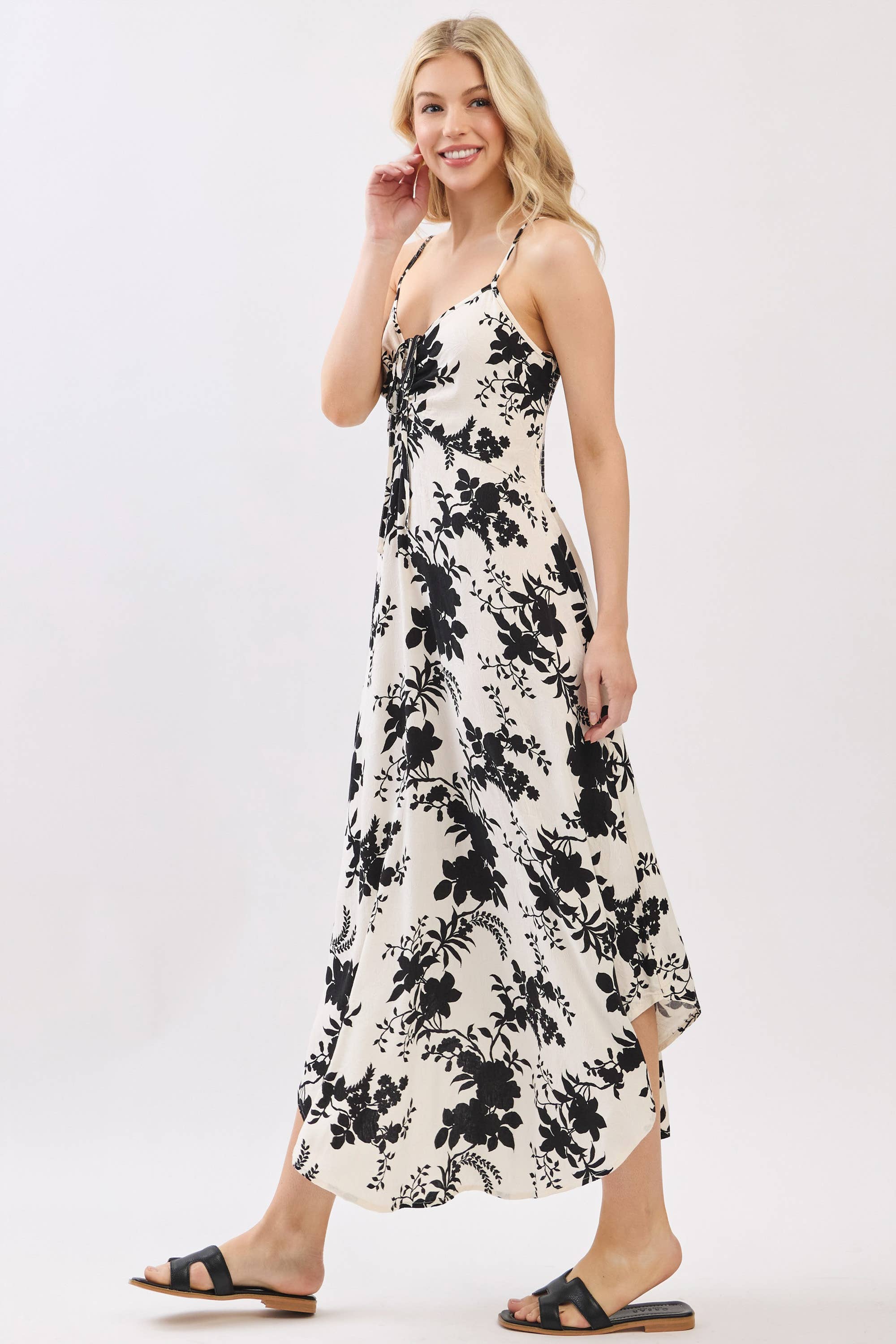 Final Touch - Vendita all'ingrosso Vestito - Donna - Vestito sottoveste in raso di rayon stampato floreale - VD17412B42