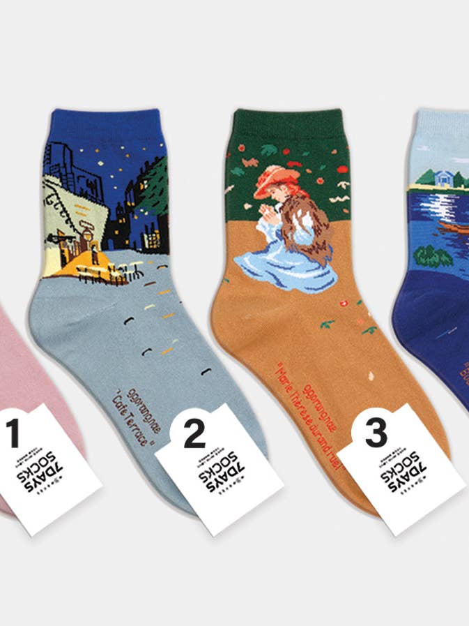 Berühmte Gemäldesammlung der Frauen-Crew für den Großhandel von 7DAYSSOCKS