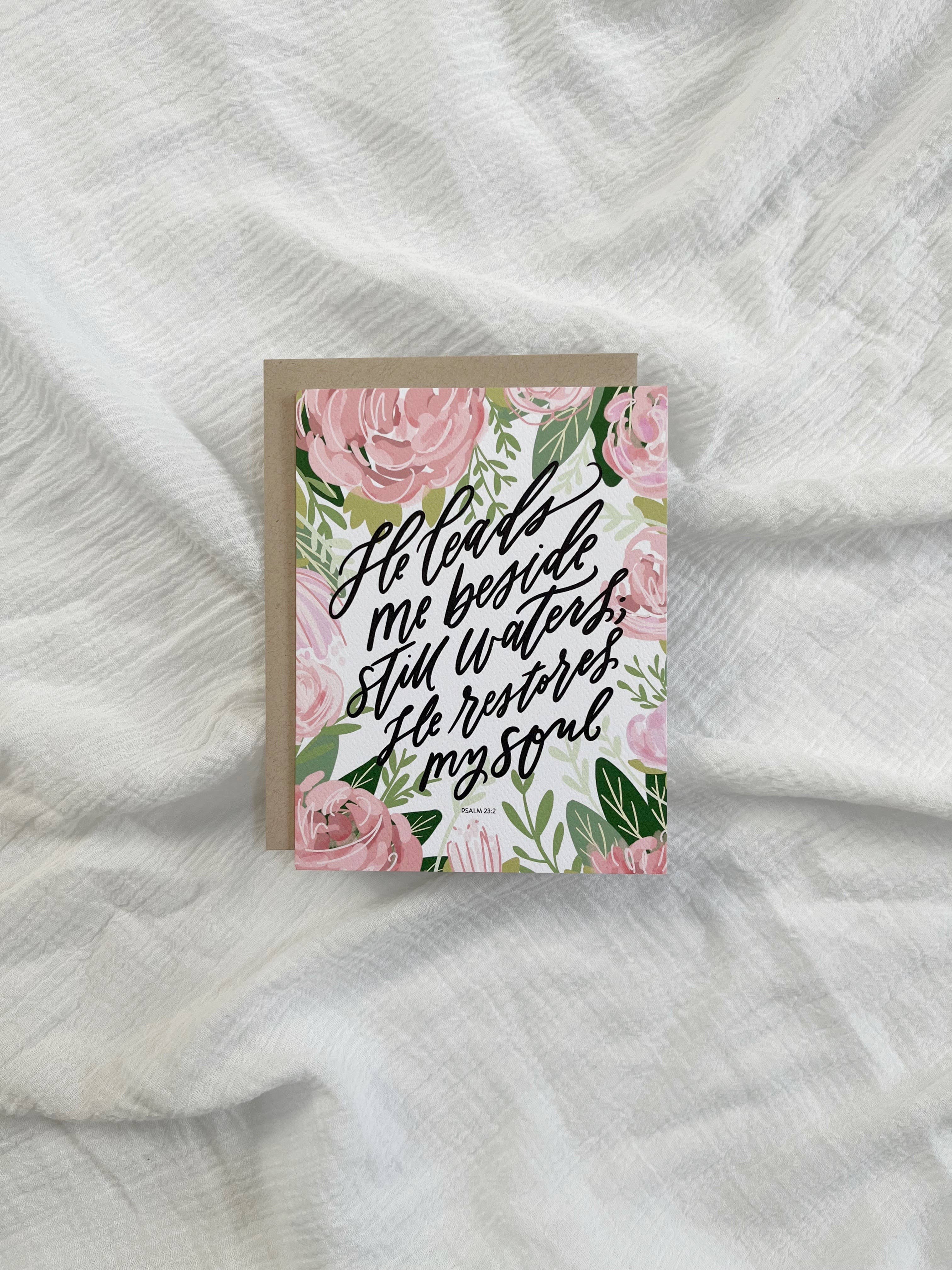 Prairie Letter Shop - Wholesale Rouwkaart - Psalm 23-kaart - Christelijke Schriftuurkunst met bloemen2