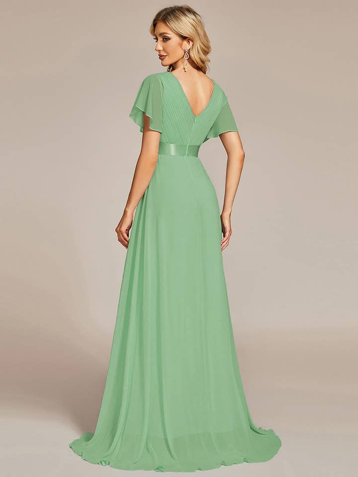 Ever-Pretty - Wholesale Gown – Women's - Double V-Neck Ruffles Chiffon Bridesmaid Dress71