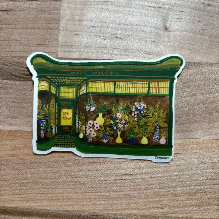 Autocollant découpé en vinyle de la boutique de fleurs Les Fleurs pour la vente par DK Hannon Illustration