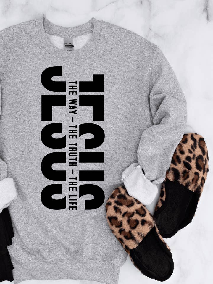 Jesus The way The Truth The Life Christian Shirts front for wholesale by A Blessed Texas Mess Boutique