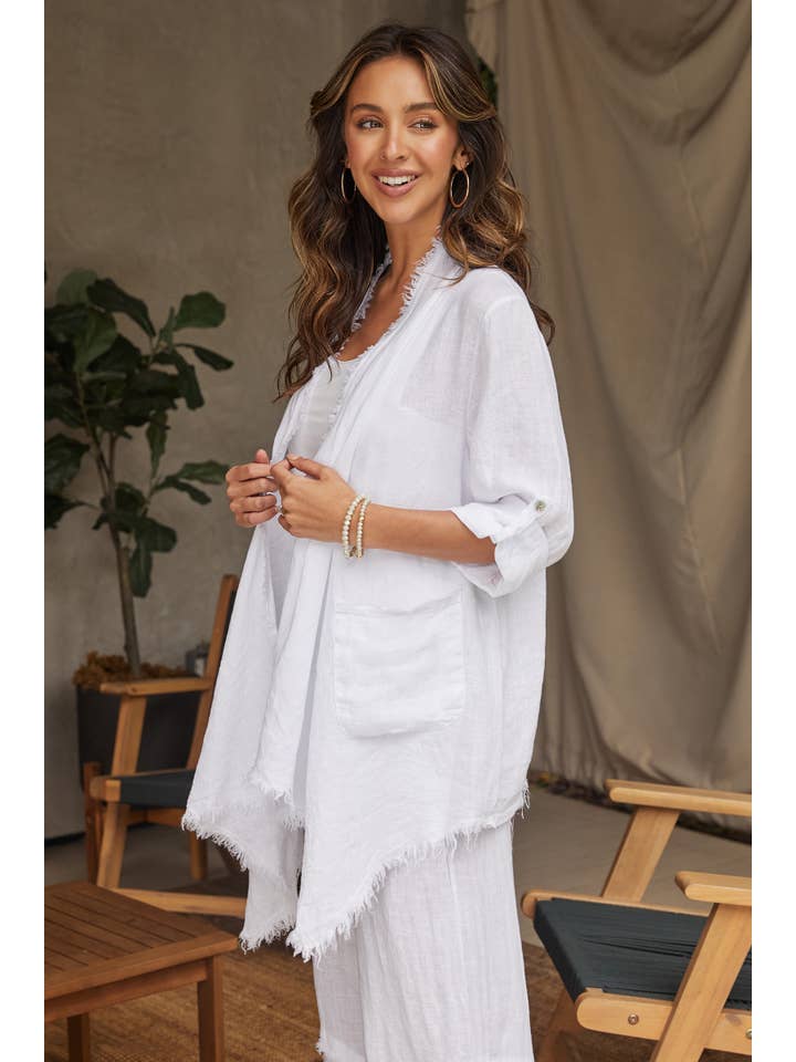 MILIO MILANO - Vendita all'ingrosso Cardigan - Donna - CARDIGAN ASIMMETRICO IN LINO DRAPPEGGIATO (12363/154117)7