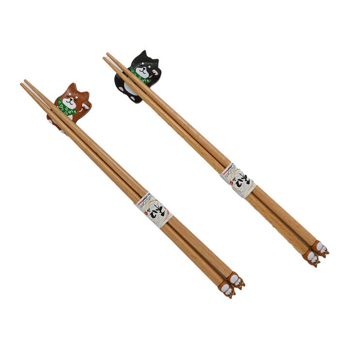 Urban Tokyo - Wholesale Chopsticks - Shiba Inu 2 Pair Wooden Chopsticks and Chopsticks Rests Gift Set (1/80)1