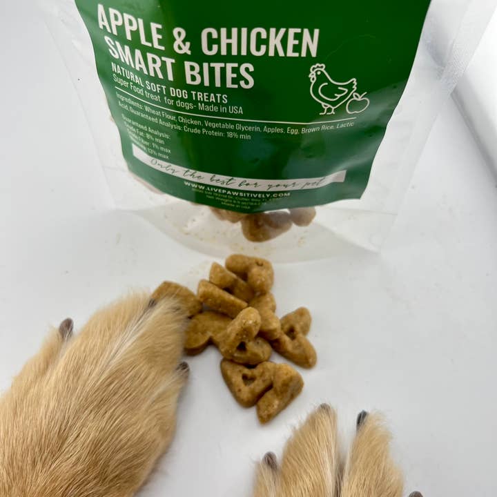 Live Pawsitive - Vente Friandises – chien - Bouchées intelligentes aux pommes et au poulet, friandises super alimentaires pour chiens5