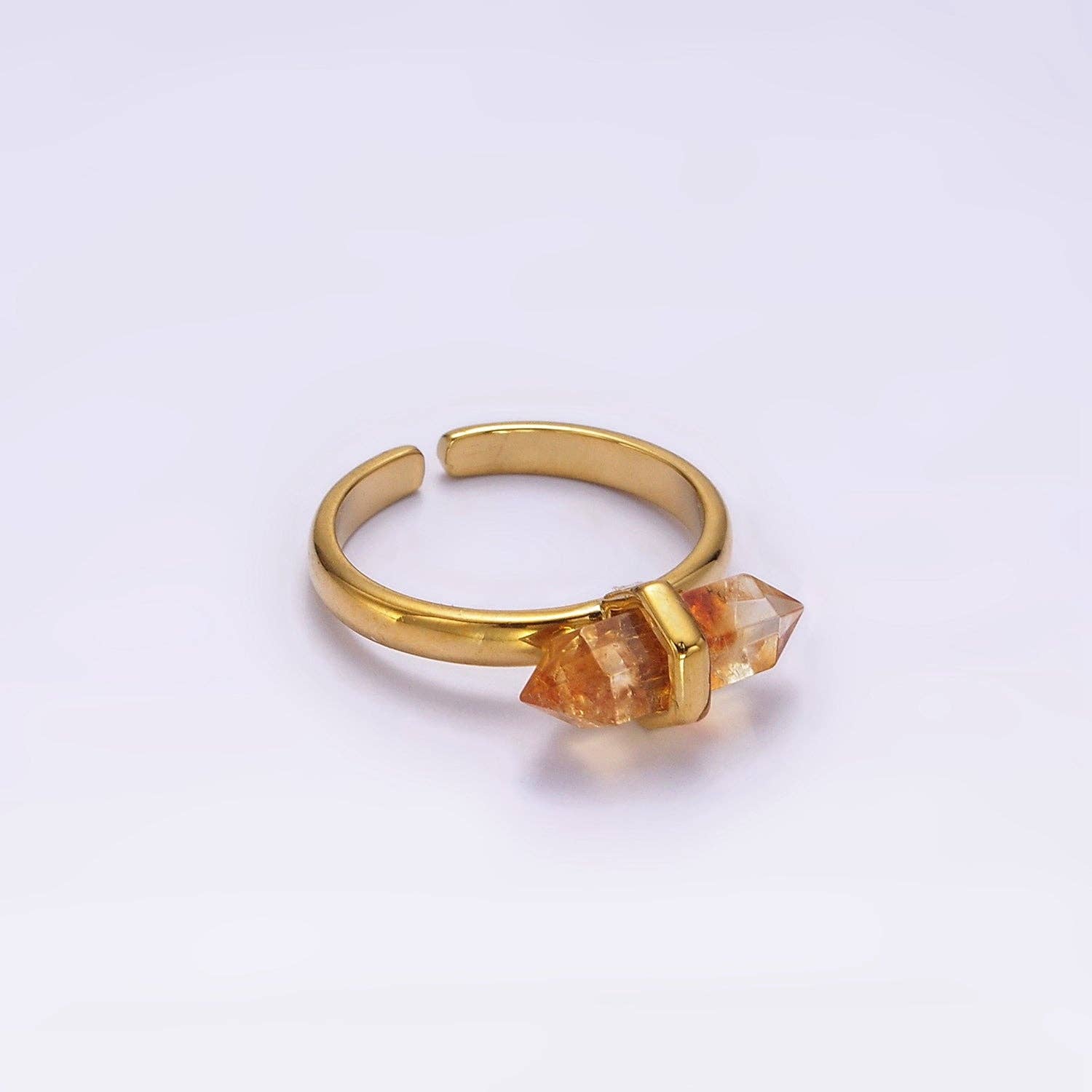 Aim Eternal - Vente Solitaire - Bague en or 14 carats en forme de citrine, quartz rose, aigue-marine, amazonite, howlite, améthyste, labradorite, onyx | O1043 - O105012