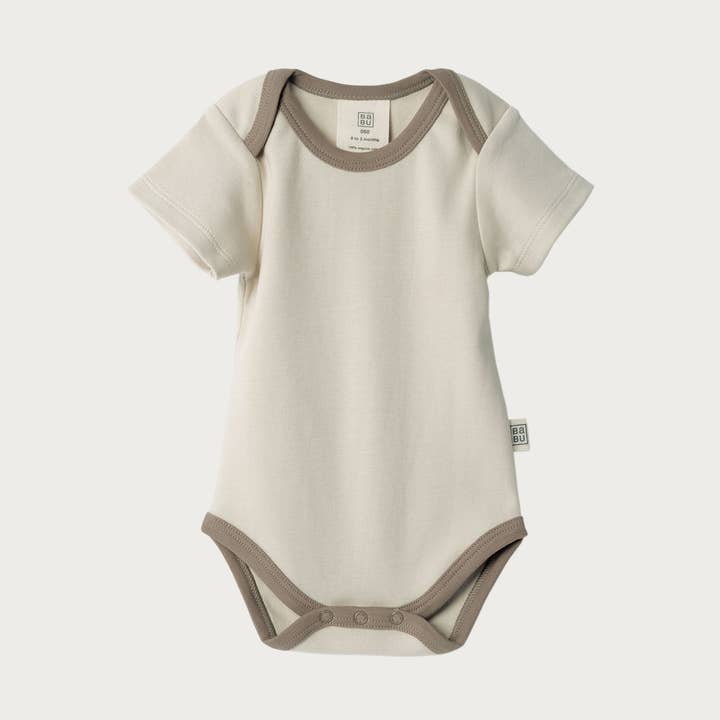 Short Sleeve Bodysuit - Oat Contrast and other Purchase Wholesale plain white onesies. Free Returns & Net 60 Terms on Faire trending on Faire.