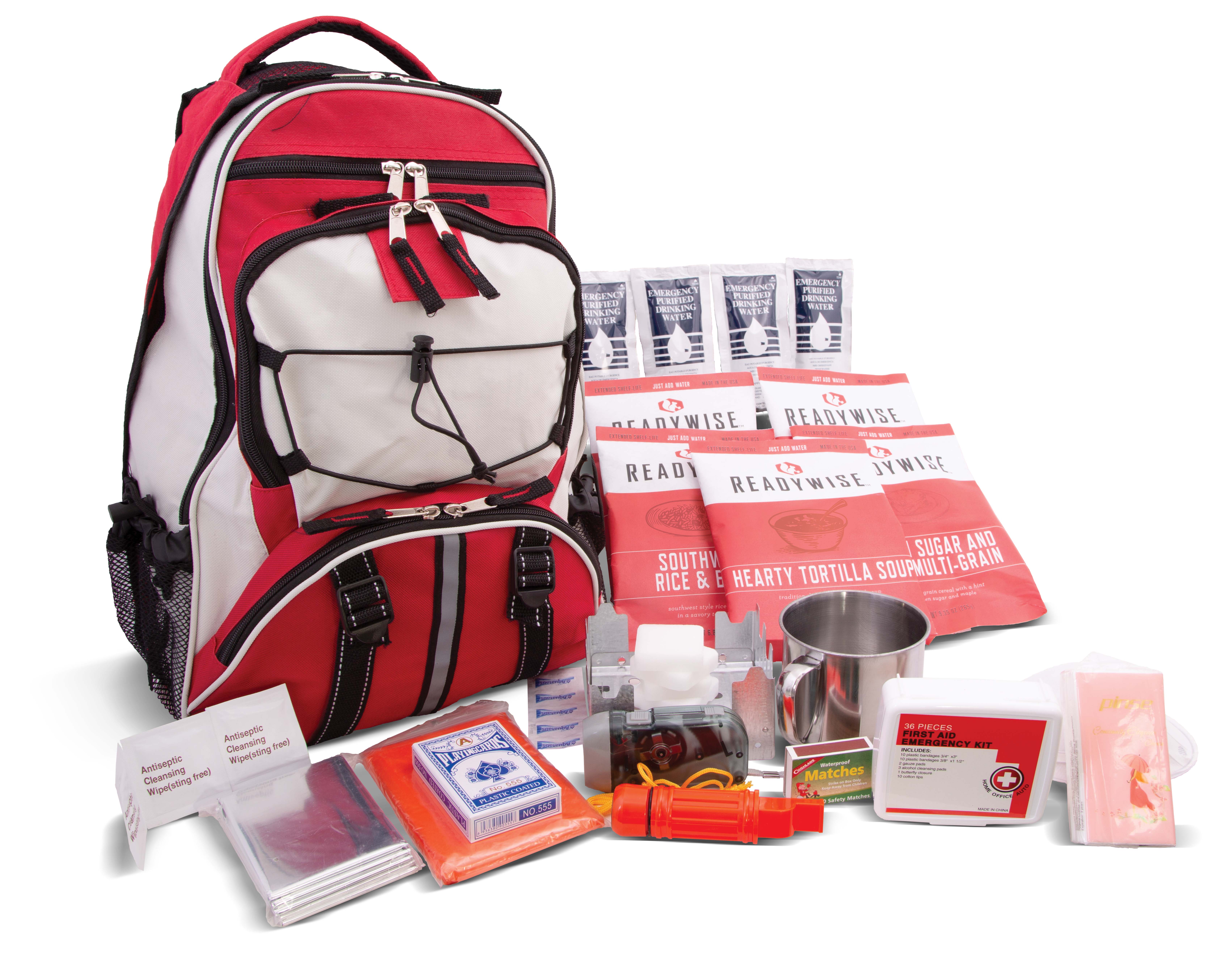 Ready Wise - Wholesale Backpack - Unisex - 64 Piece Survival Back Pack (Red)12