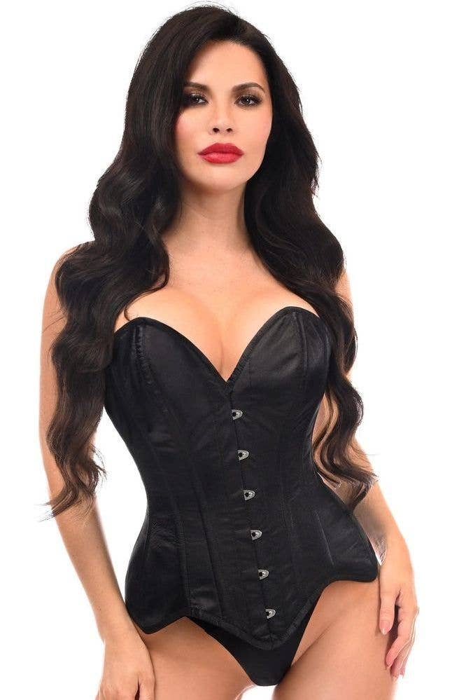 Daisy Corsets - Venta al por mayor Corsé - Mujer - Corsé sobrebusto deshuesado de acero satinado negro con cajón superior2