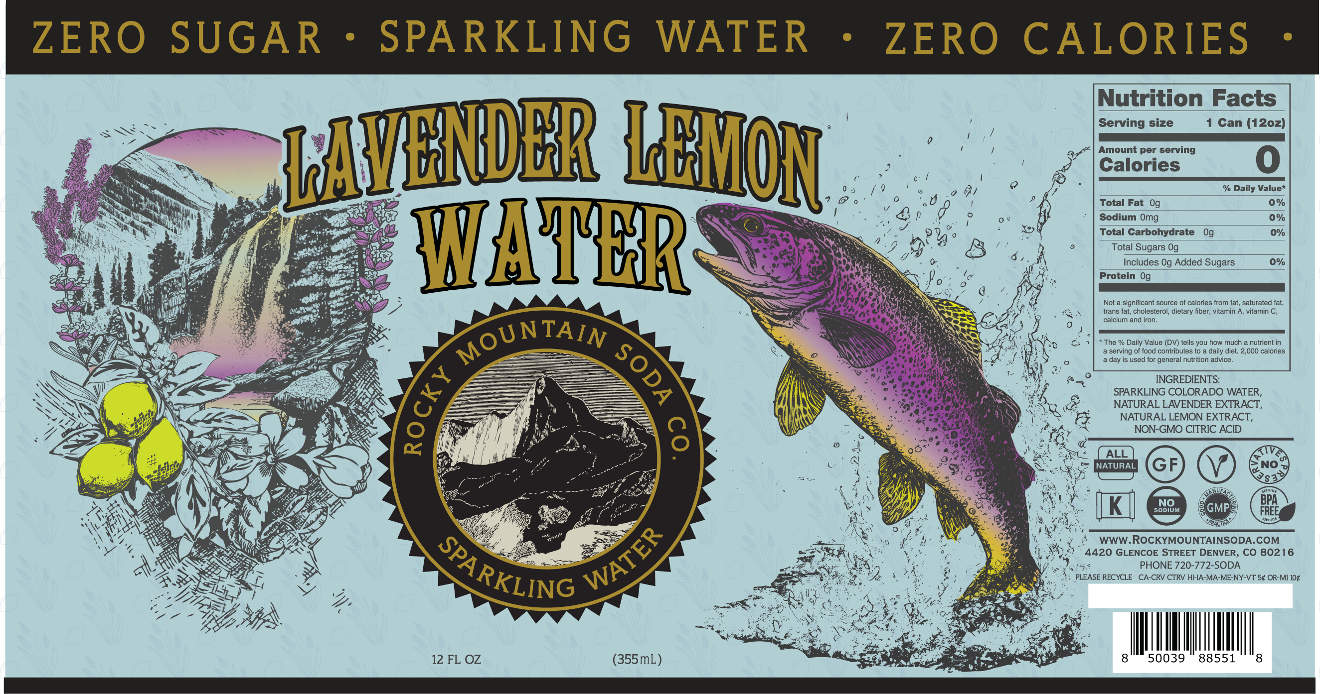 Rocky Mountain Soda - Vente Eau gazeuse - Eau pétillante à la lavande et au citron1