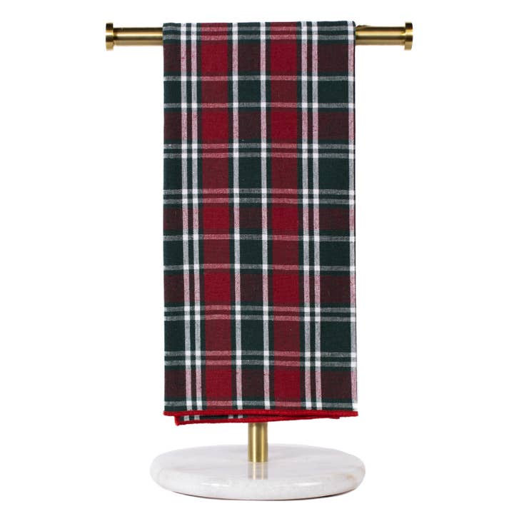 Asciugamano a quadri Park City Rosso/Verde 20x28 per la vendita all'ingrosso da parte di The Royal Standard