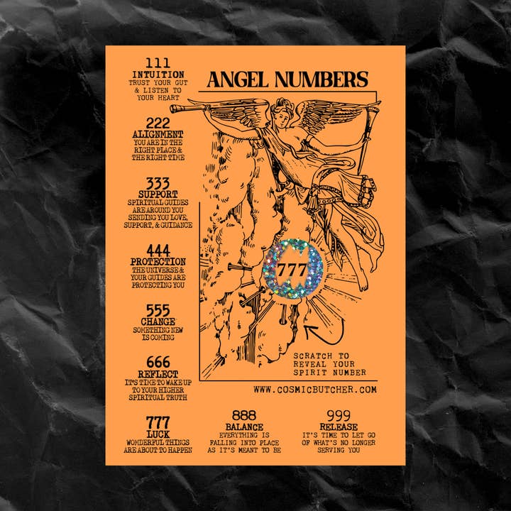 Cosmic Butcher - Wholesale Tarot Cards - Angel Number Scratch Off Affirmation Card | Divination Cards