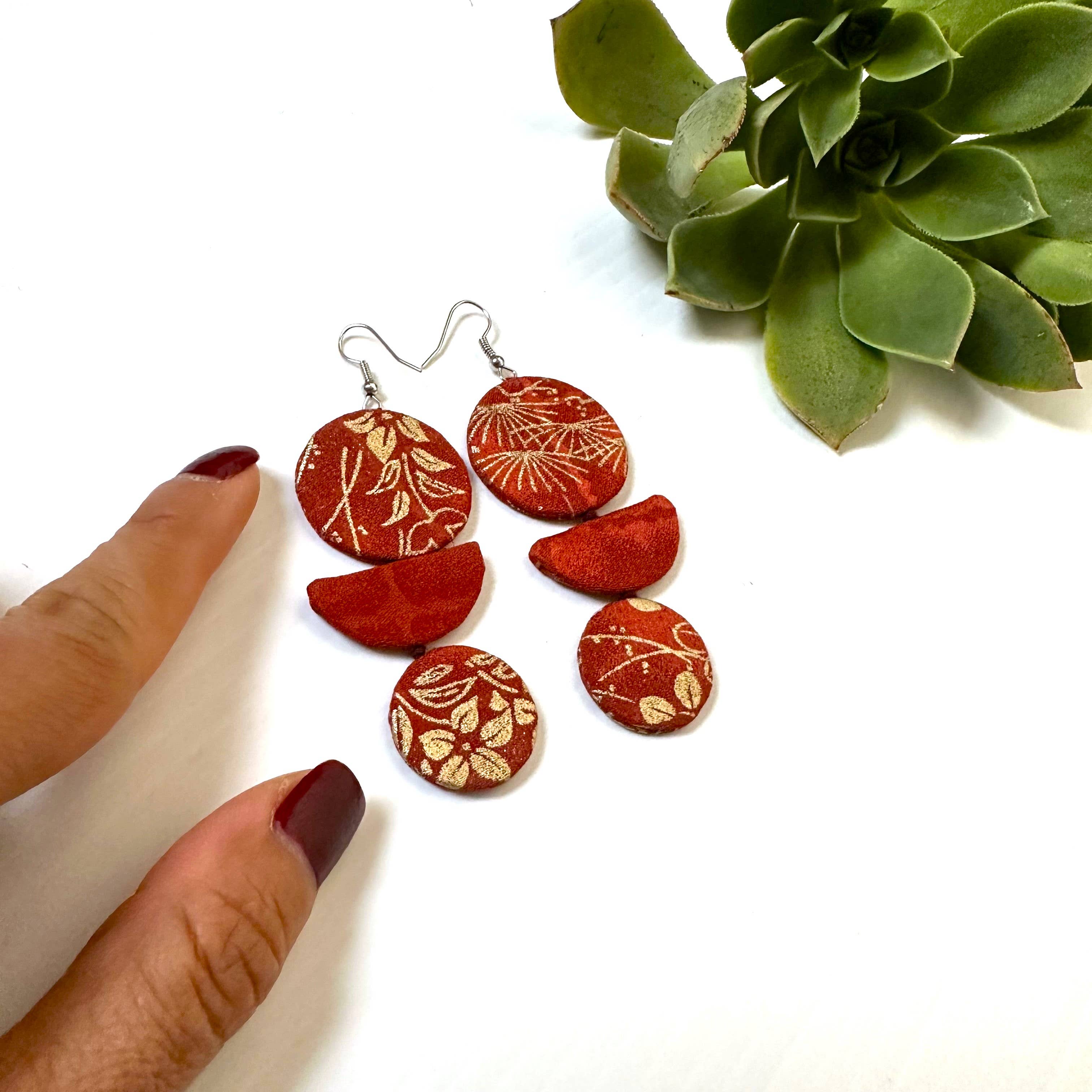 Sophie Silks - Wholesale Dangle earrings - Triple Drops Statement Kimono Earrings2