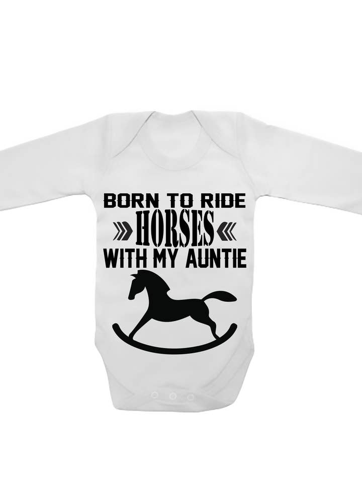 Geboren om met mijn tante op paarden te rijden - Babyvesten met lange mouwen voor wholesale door Little Ratbag