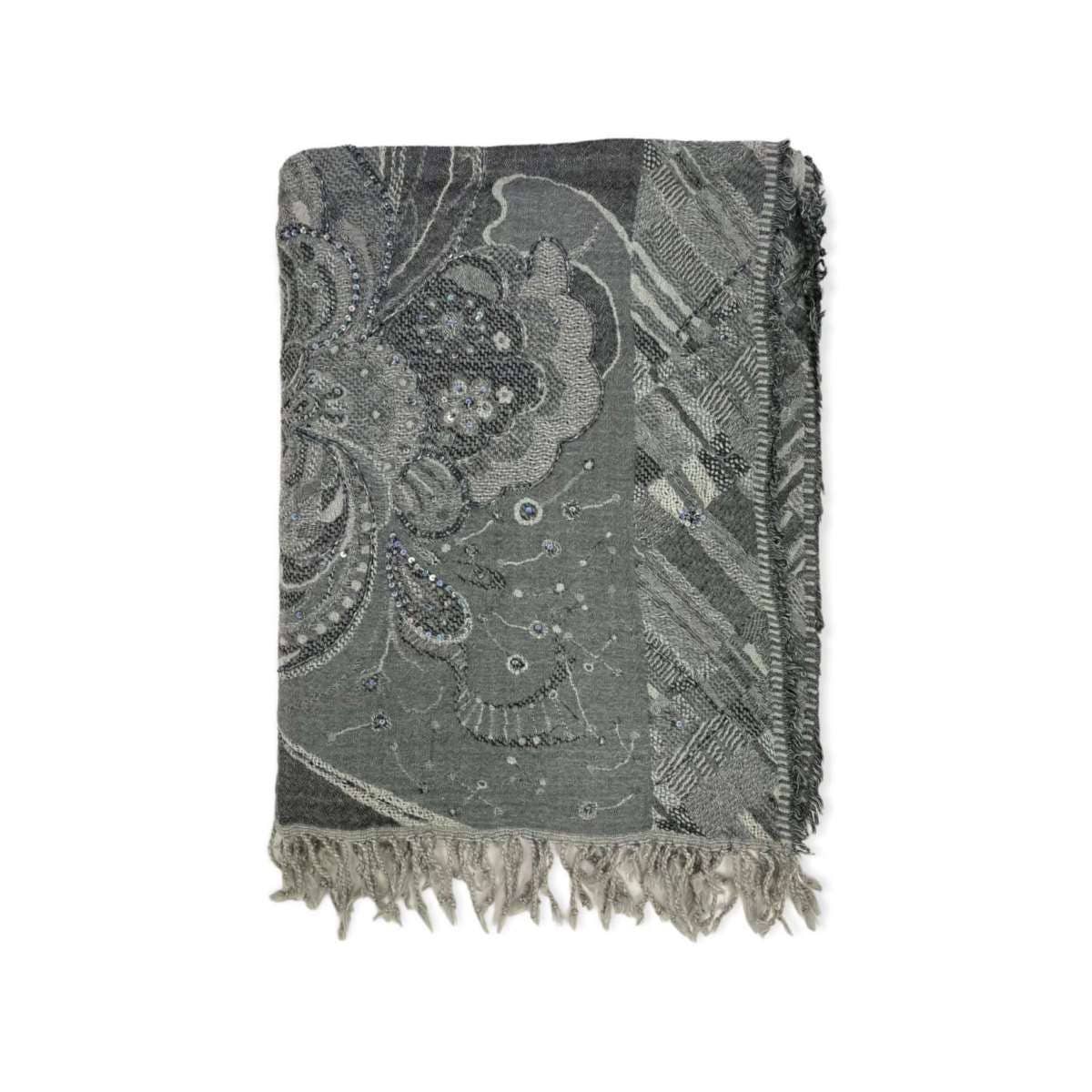 Chenson & Gorett – Cachecol - Mulher por atacado – Lenço Étnico Indiano de Lã com Paetês e Bordados17