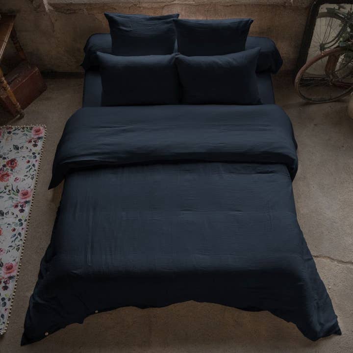 Dekbedovertrek 240x260 cm in Katoen Gaas Middernacht voor wholesale door Housse De Rêve