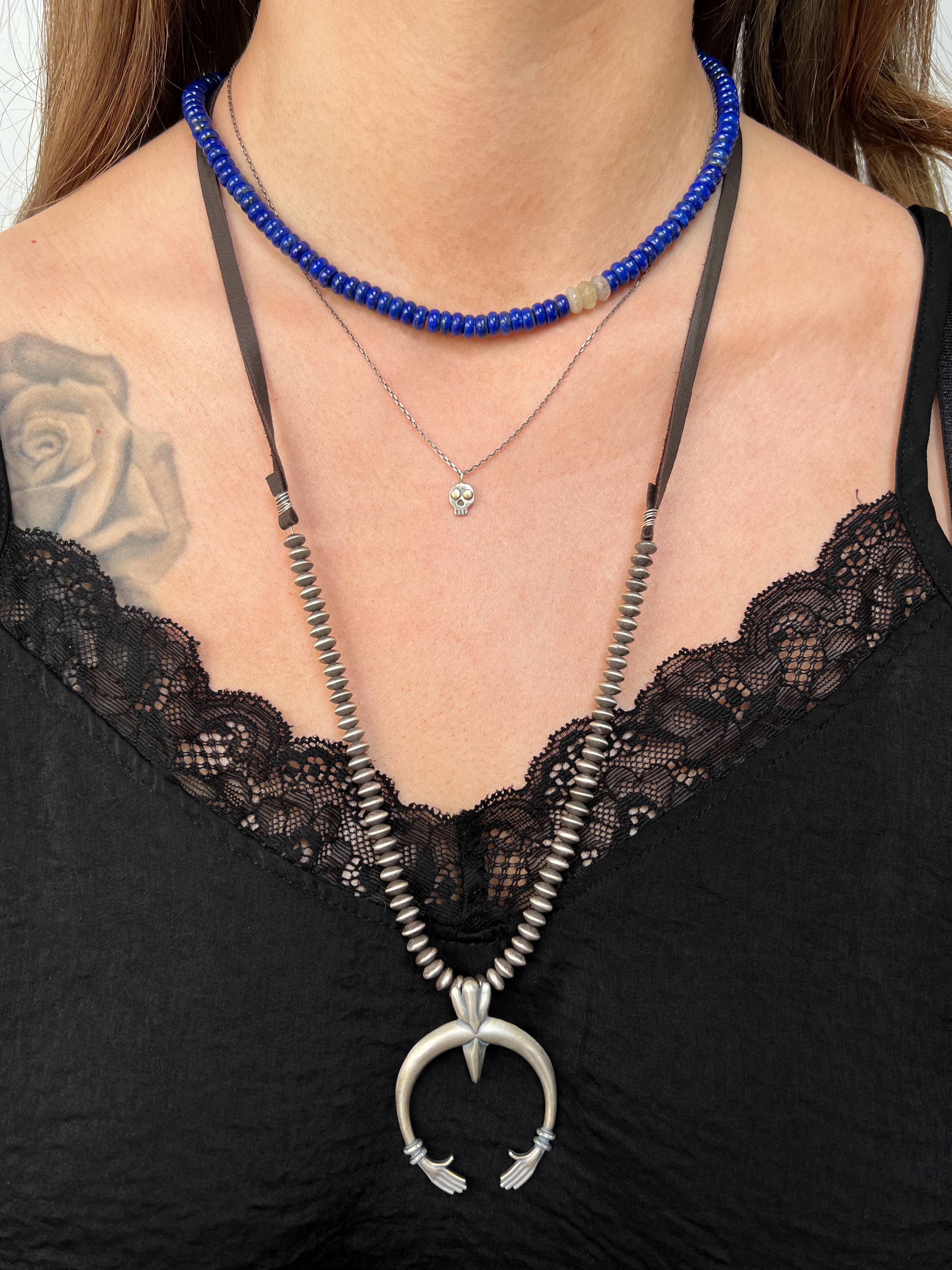 CLP Jewelry - Wholesale Pendant/Charm Necklace - Silver Naja on Oxidized Bead and Leather Necklace2