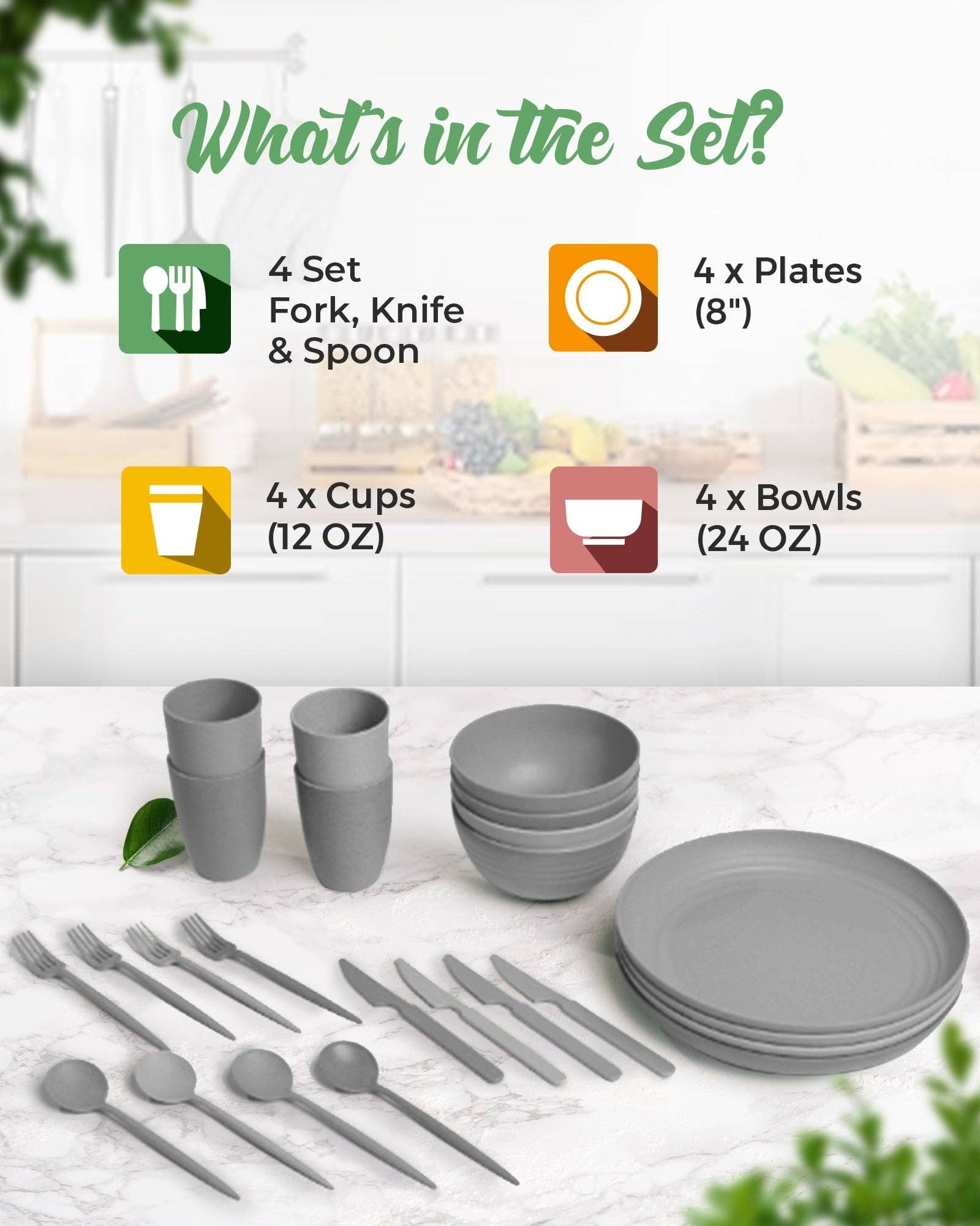 Greendish - Venta al por mayor Conjuntos de vajilla - Conjuntos de vajilla reutilizable ecológica de paja de trigo15