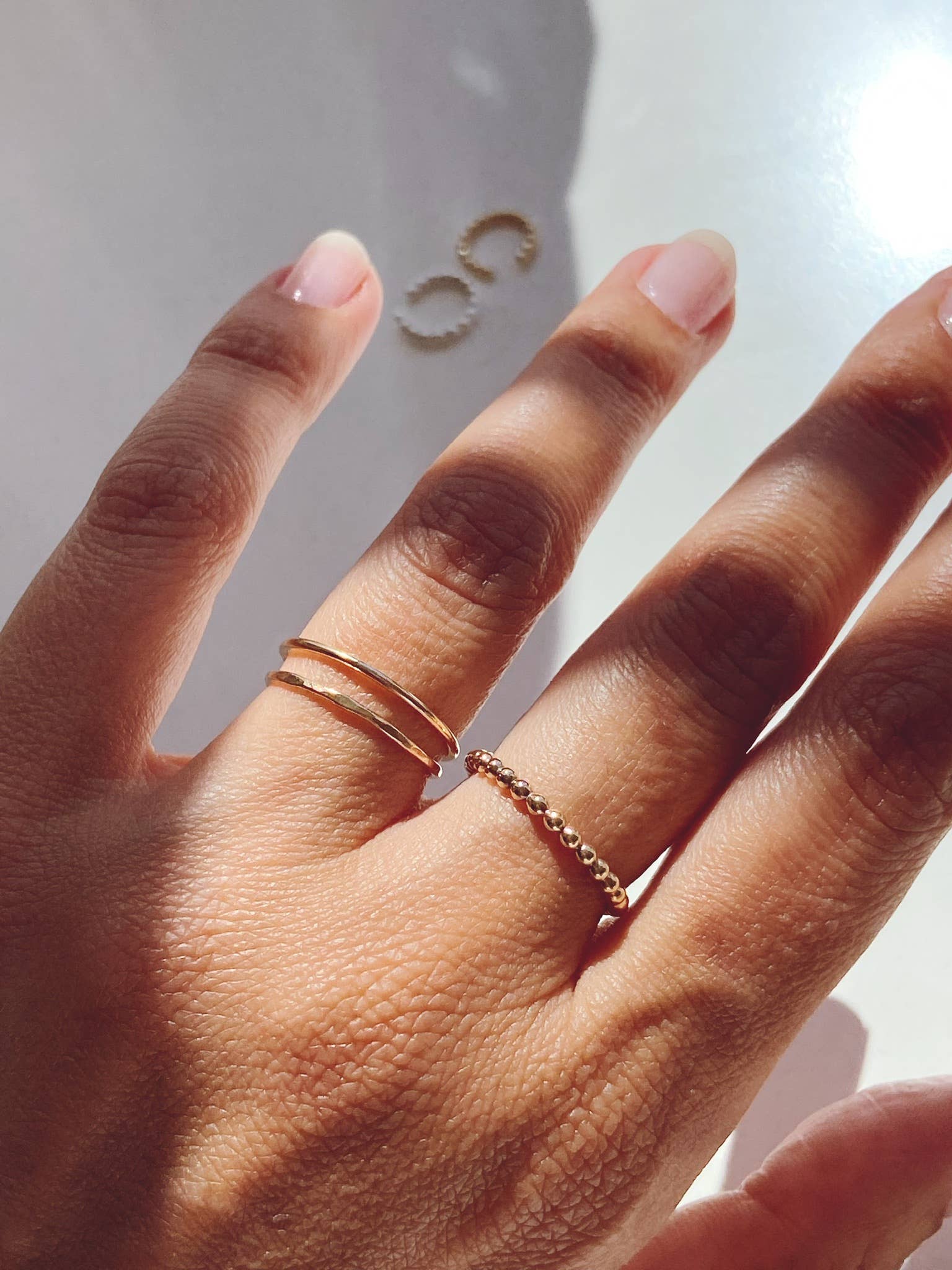 AVA Handmade Jewelry - Wholesale Band/Stacked Ring - Stacking 3 rings set, stackable, beaded, hammered ,thin6