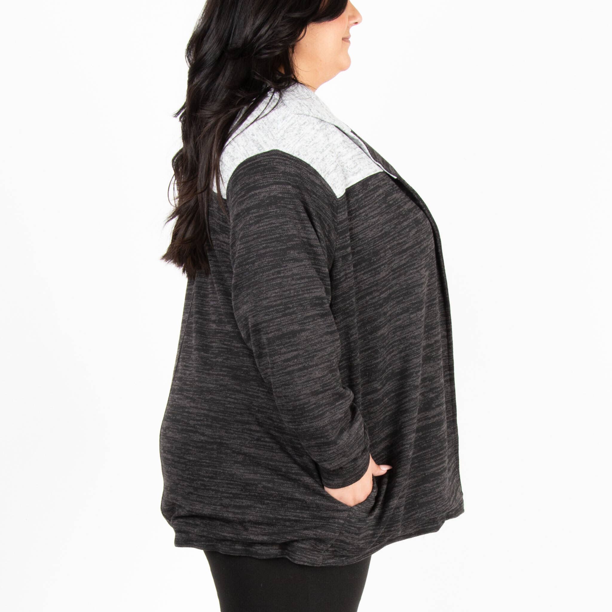 Black Sale - Layla Long Sleeve Melange Fleece Shacket for wholesale on Faire7