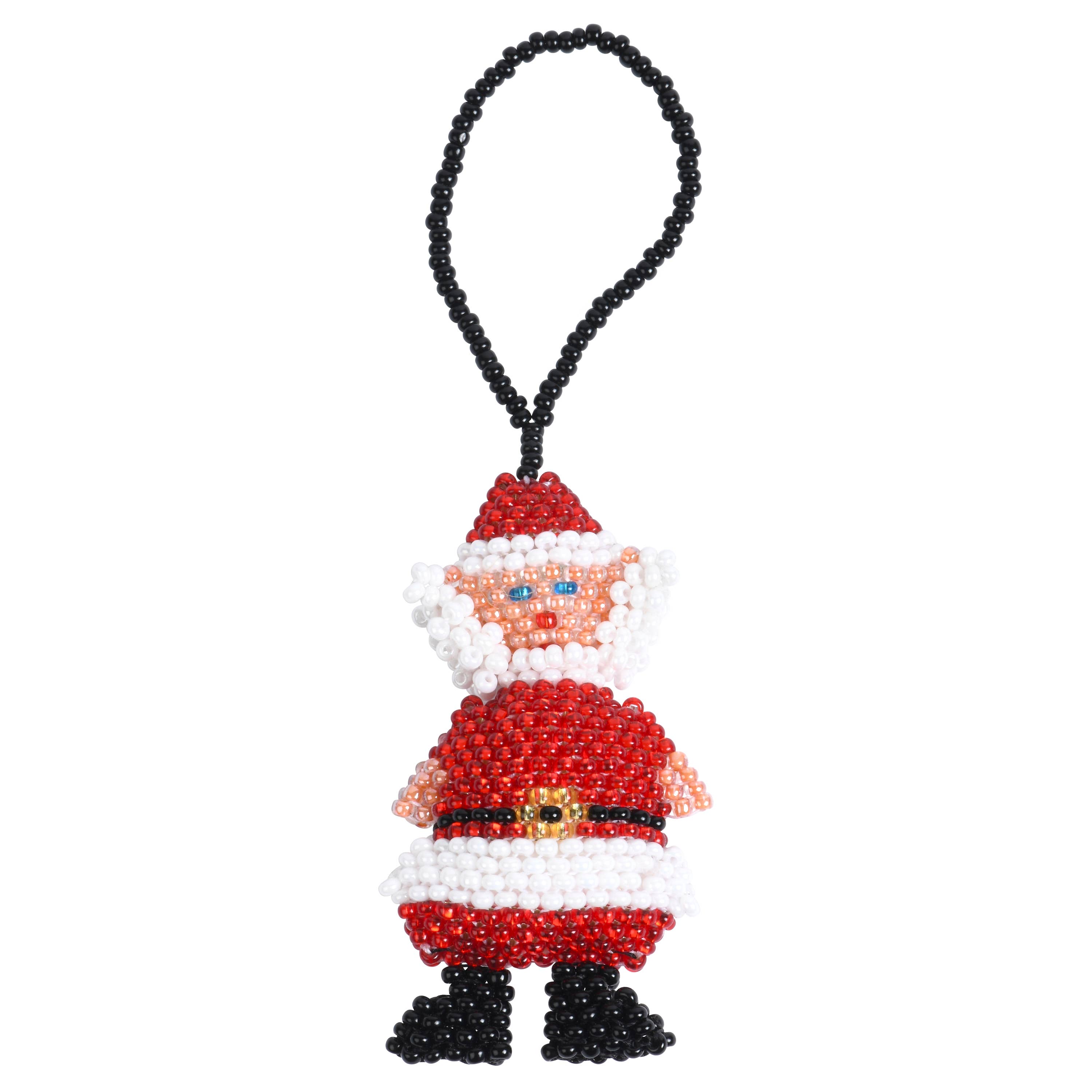 Bamboo Trading Company - Wholesale Ornament - Beaded Santa Ornament in Basket1