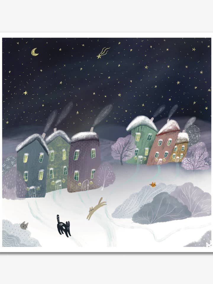 Unframed Art Print: Starry Winter Night for wholesale by Dariia Dziuba