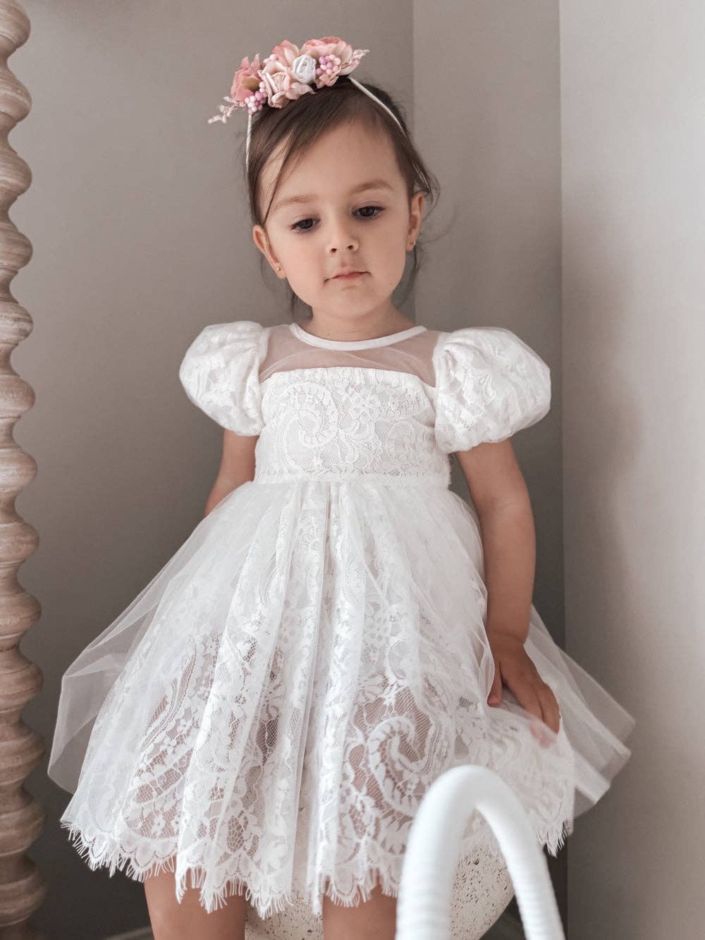 A Little Lacey – wholesale Dress – Kids – Genevieve Girls White Lace Dress4