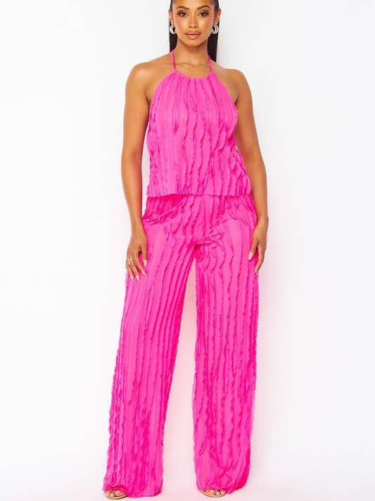 5besties inc - Wholesale Top & Pant Set (NOT Loungewear) - Women's - Halter Neck Ruffle Top and Pants Set