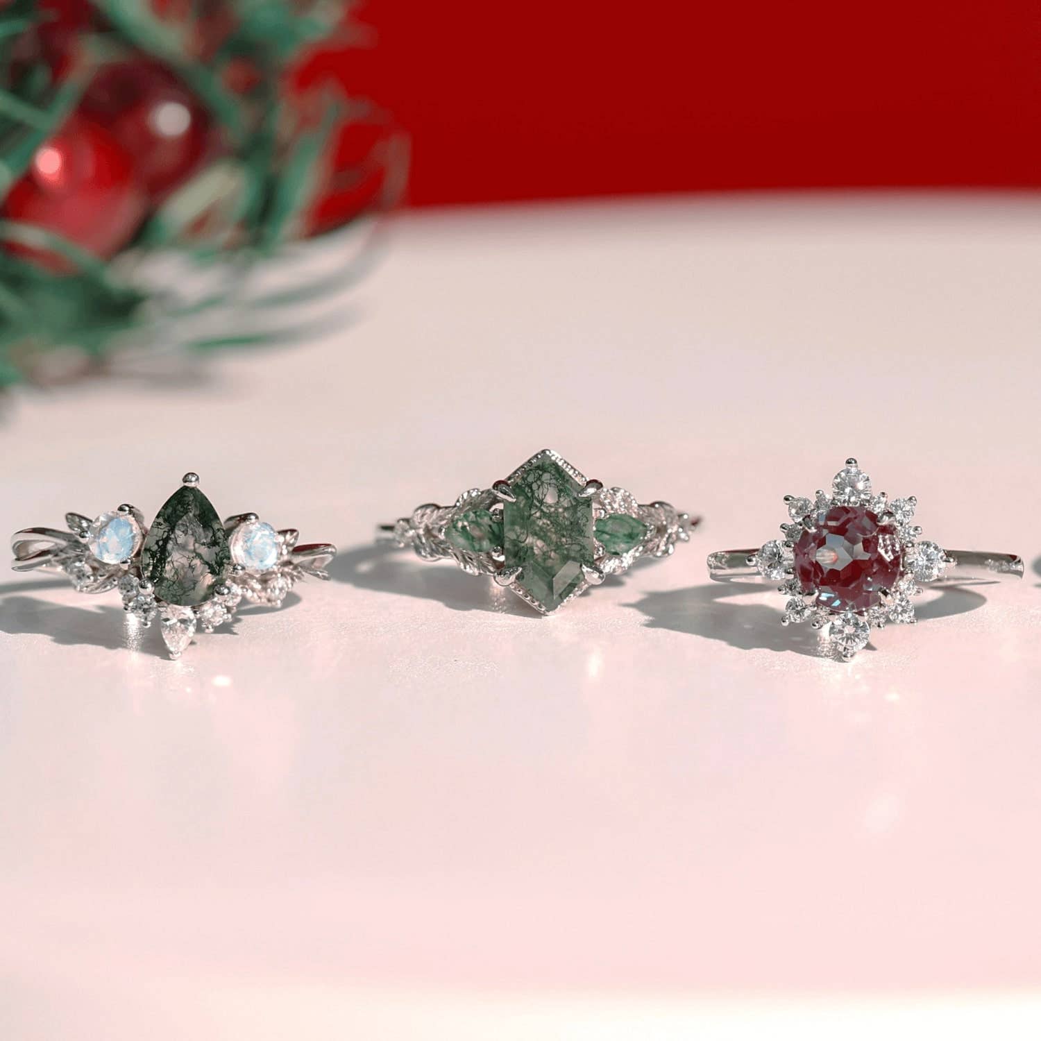 Azura Jewelry - Vente Anneau/bague à empiler - Bague en agate Gardenia Moss 6