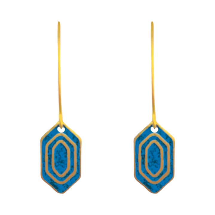 Reva hook earrings,blue for wholesale by Daughters of the Ganges
