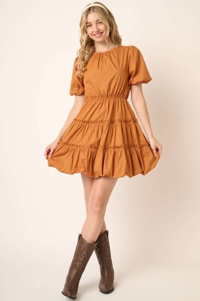 mittoshop - Wholesale Dress - Women's - BALLOON SLEEVE BUBBLE HEM MINI DRESS14
