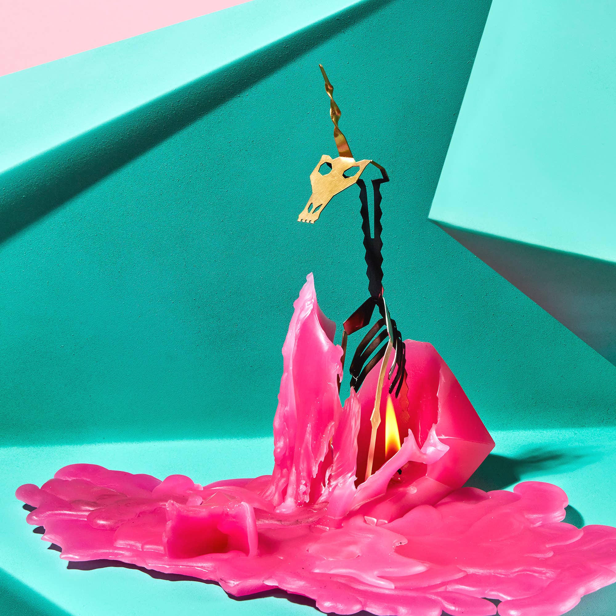 54 Celsius - Wholesale Novelty Candle - Pyropet Unicorn Candle with skeleton - Pink. Mythical gift5