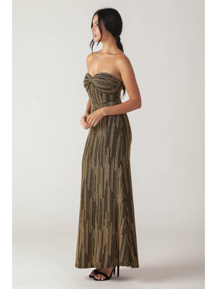 BLACK GOLD A metallic threaded woven maxi dress - ID21812 for wholesale on Faire