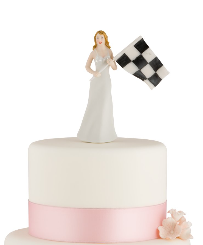 Weddingstar Inc. - Wholesale Cake/Cupcake Topper - Bride At Finish Line With Victorious Groom Cake topper1