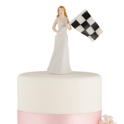 Weddingstar Inc. - Wholesale Cake/cupcake topper - Bride At Finish Line With Victorious Groom Cake topper1