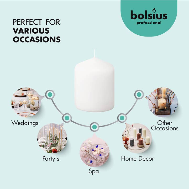 BOLSIUS - Wholesale Pillar Candle - 2.25 X 3" Bulk Pillar Candles Unscented Decor Pillar - White
