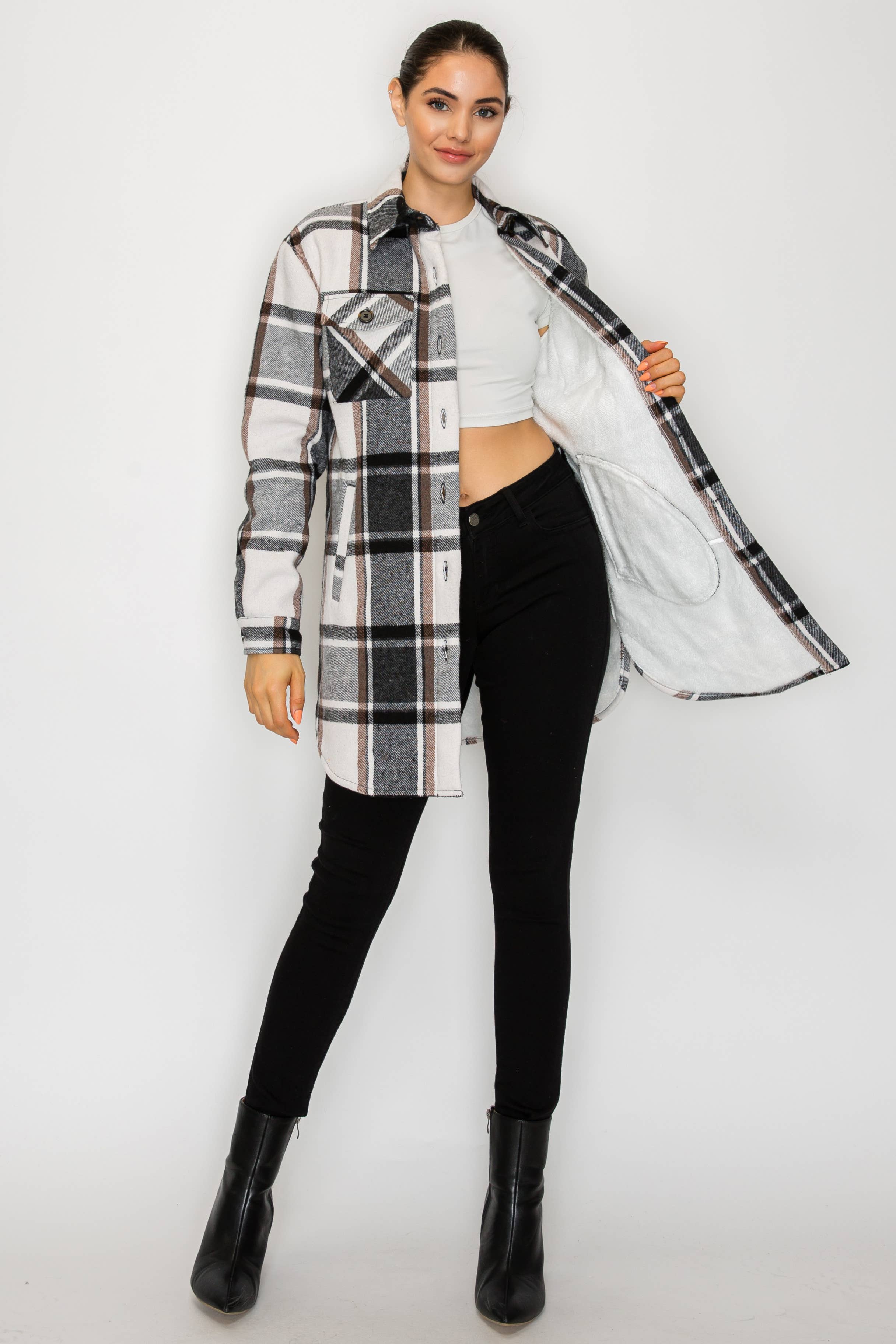 PATRONCITO USA INTERNATIONAL, INC - Wholesale Shirt Jacket/Shacket - Women's - Women Plaid Long Button Shirts Jackets (Shakets) LJ450-202552