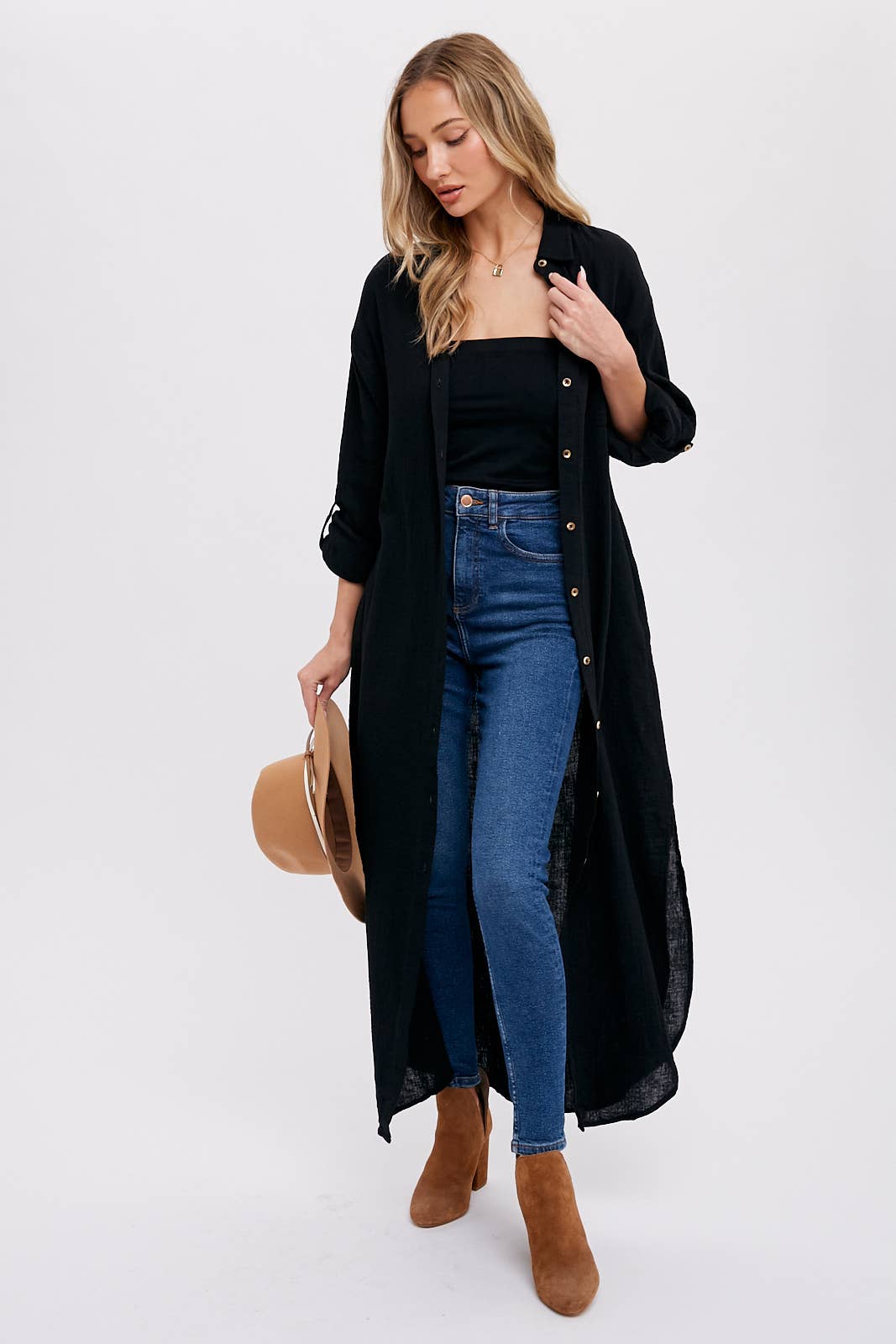 Bluivy - Wholesale Dress - Women's - BUTTON UP MAXI SHIRT DRESS WITH POCKET46