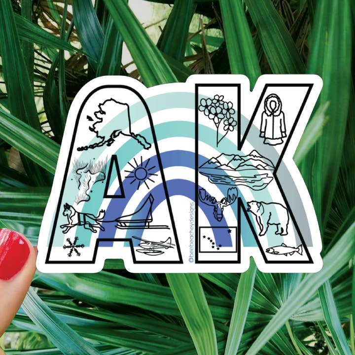 Adesivo AK Alaska per la vendita all'ingrosso da parte di Bee Beachey Designs