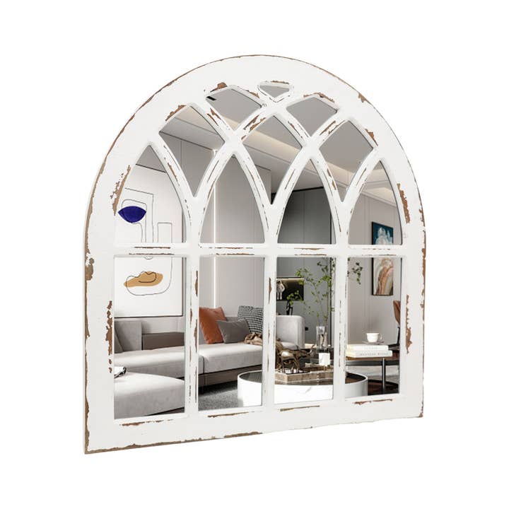 Paris Loft Inc - Wholesale Wall Mirror - Barn Farmhouse White Arched Wall Mirror