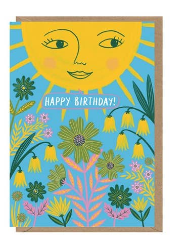 BO5 Blue Sun Fødselsdag - lykønskningskort for engroshandel hos Earlybird Designs