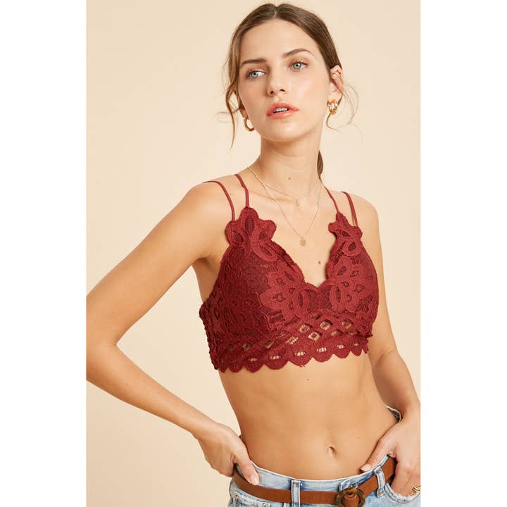 Wishlist Apparel - Wholesale Bralette - Women's - DOUBLE STRAP SCALLOPED LACE BRALETTE / WL17-0136