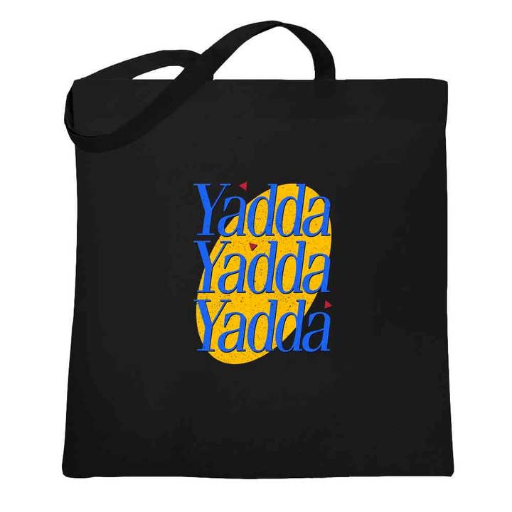 Negro Bolsa de mano Yadda Yadda con cita divertida para programa de televisión de venta al por mayor en Faire