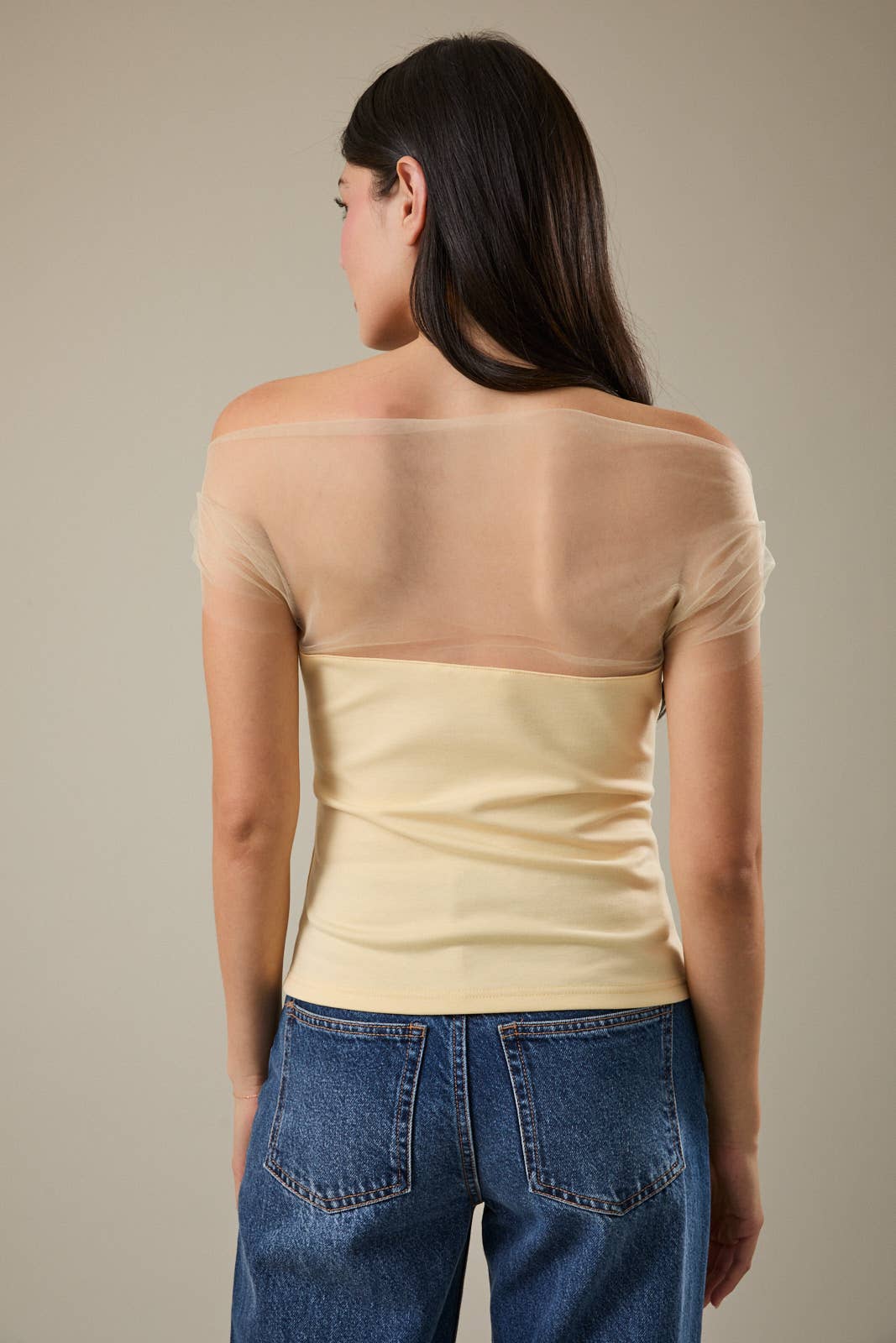Sunday Edition - Wholesale Blouse - Women's - MESH & PONTI MIX DRAPE TOP8