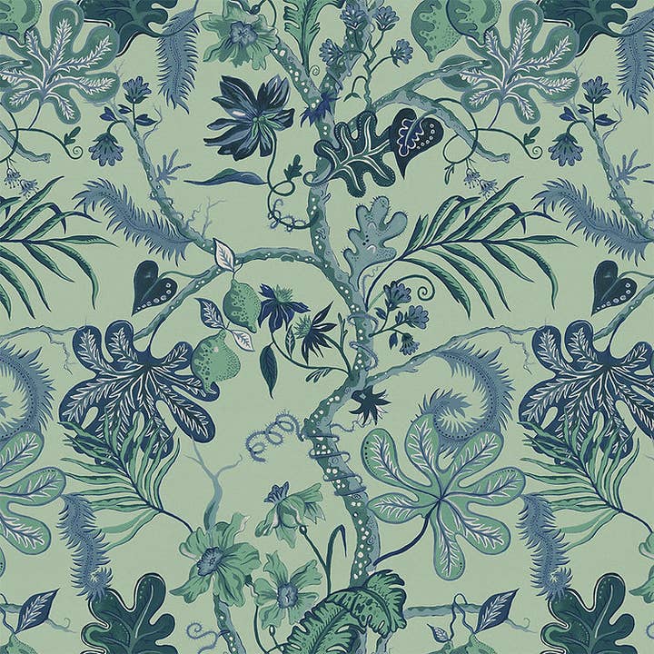 Carta da parati Ophelia in verde menta per la vendita all'ingrosso da parte di Wear the Walls